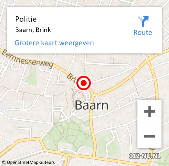 Locatie op kaart van de 112 melding: Politie Baarn, Brink op 16 oktober 2018 10:53