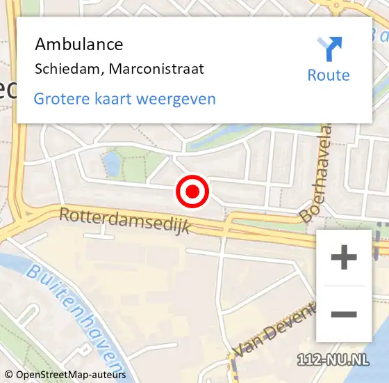 Locatie op kaart van de 112 melding: Ambulance Schiedam, Marconistraat op 16 oktober 2018 11:10