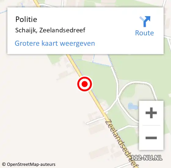 Locatie op kaart van de 112 melding: Politie Schaijk, Zeelandsedreef op 16 oktober 2018 11:23