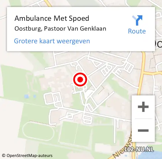 Locatie op kaart van de 112 melding: Ambulance Met Spoed Naar Oostburg, Pastoor Van Genklaan op 16 oktober 2018 11:42