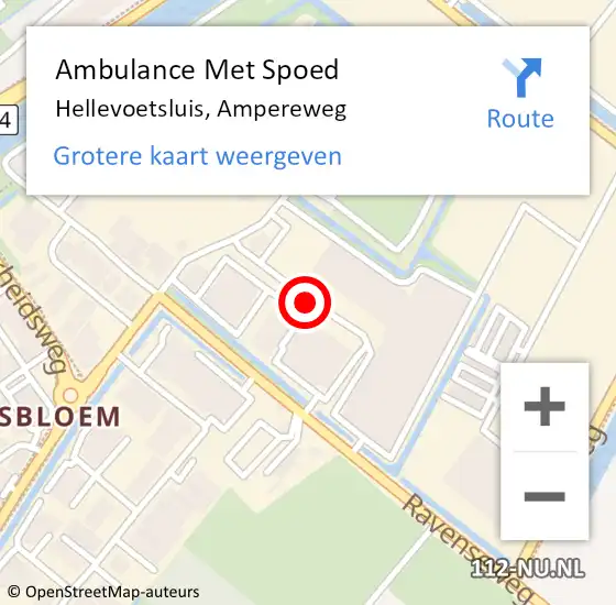 Locatie op kaart van de 112 melding: Ambulance Met Spoed Naar Hellevoetsluis, Ampereweg op 16 oktober 2018 11:50