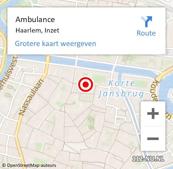Locatie op kaart van de 112 melding: Ambulance Haarlem, Inzet op 16 oktober 2018 12:05