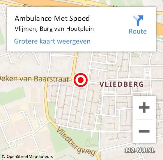 Locatie op kaart van de 112 melding: Ambulance Met Spoed Naar Vlijmen, Burg van Houtplein op 16 oktober 2018 12:43