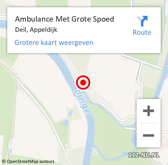 Locatie op kaart van de 112 melding: Ambulance Met Grote Spoed Naar Deil, Appeldijk op 16 oktober 2018 13:00