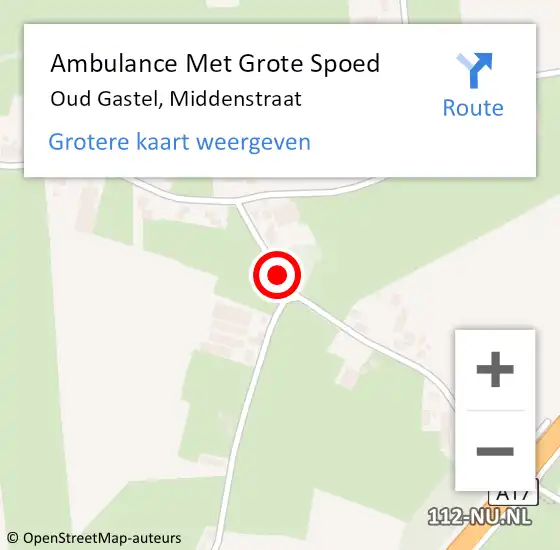 Locatie op kaart van de 112 melding: Ambulance Met Grote Spoed Naar Oud Gastel, Middenstraat op 16 oktober 2018 13:27