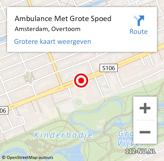 Locatie op kaart van de 112 melding: Ambulance Met Grote Spoed Naar Amsterdam, Overtoom op 16 oktober 2018 13:37