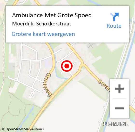 Locatie op kaart van de 112 melding: Ambulance Met Grote Spoed Naar Moerdijk, Schokkerstraat op 16 oktober 2018 13:54