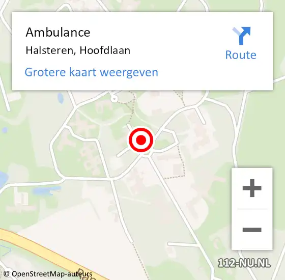 Locatie op kaart van de 112 melding: Ambulance Halsteren, Hoofdlaan op 16 oktober 2018 13:58