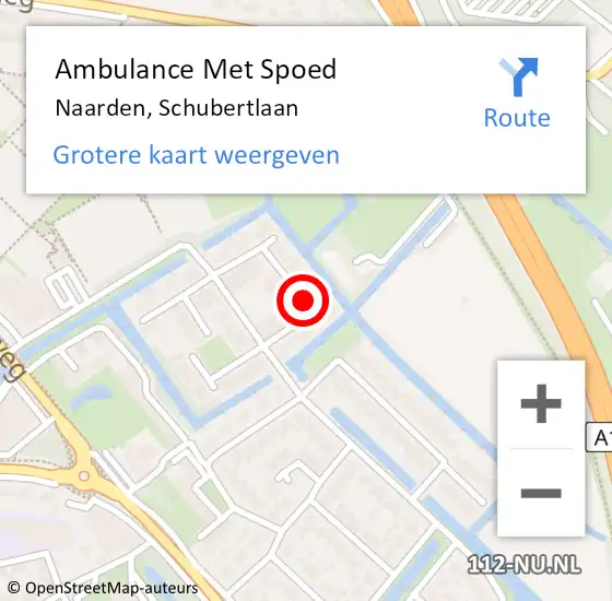Locatie op kaart van de 112 melding: Ambulance Met Spoed Naar Naarden, Schubertlaan op 12 maart 2014 02:13