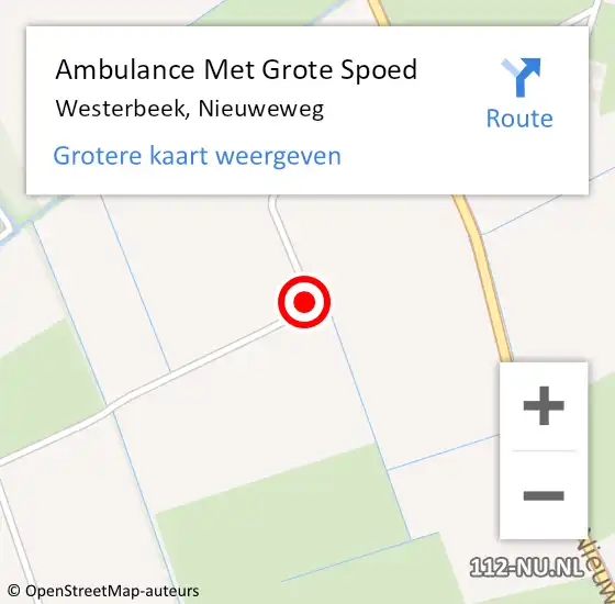 Locatie op kaart van de 112 melding: Ambulance Met Grote Spoed Naar Westerbeek, Nieuweweg op 16 oktober 2018 14:41