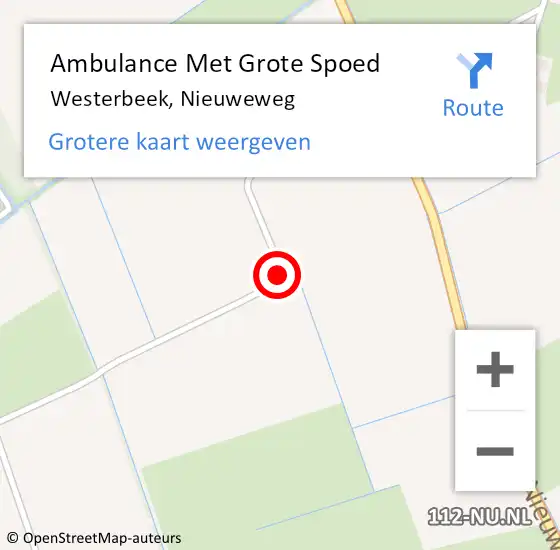 Locatie op kaart van de 112 melding: Ambulance Met Grote Spoed Naar Westerbeek, Nieuweweg op 16 oktober 2018 14:44