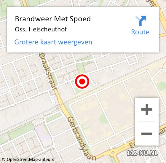 Locatie op kaart van de 112 melding: Brandweer Met Spoed Naar Oss, Heischeuthof op 16 oktober 2018 15:16