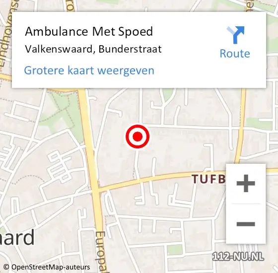 Locatie op kaart van de 112 melding: Ambulance Met Spoed Naar Valkenswaard, Bunderstraat op 16 oktober 2018 15:16