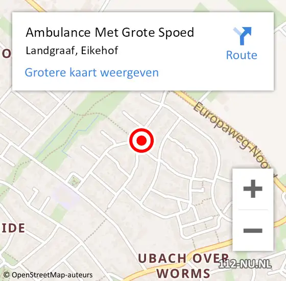 Locatie op kaart van de 112 melding: Ambulance Met Grote Spoed Naar Landgraaf, Eikehof op 12 maart 2014 03:28