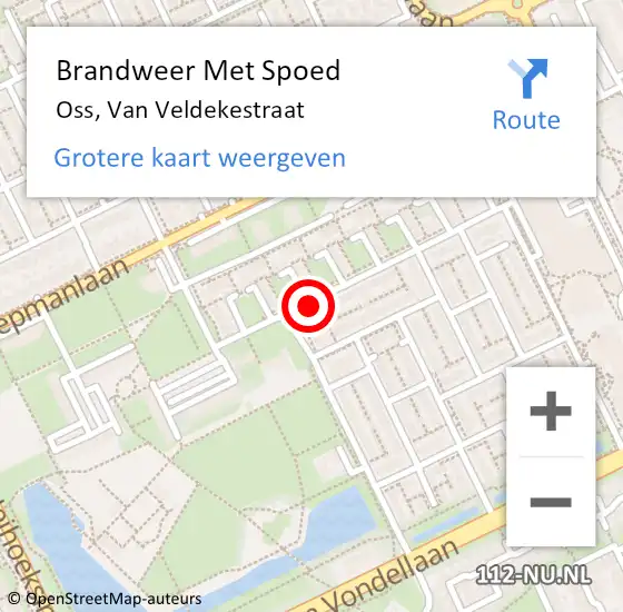 Locatie op kaart van de 112 melding: Brandweer Met Spoed Naar Oss, Van Veldekestraat op 16 oktober 2018 16:36