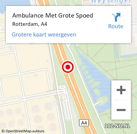 Locatie op kaart van de 112 melding: Ambulance Met Grote Spoed Naar Rotterdam, A4 op 16 oktober 2018 16:51