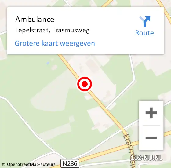 Locatie op kaart van de 112 melding: Ambulance Lepelstraat, Erasmusweg op 16 oktober 2018 17:28