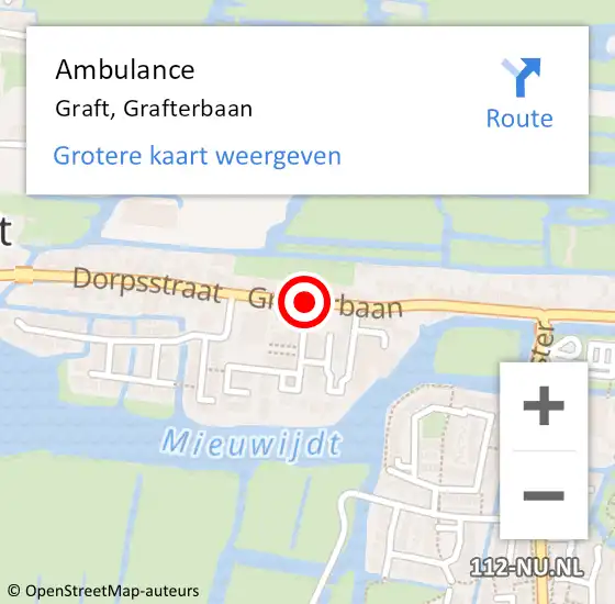Locatie op kaart van de 112 melding: Ambulance Graft, Grafterbaan op 16 oktober 2018 17:48