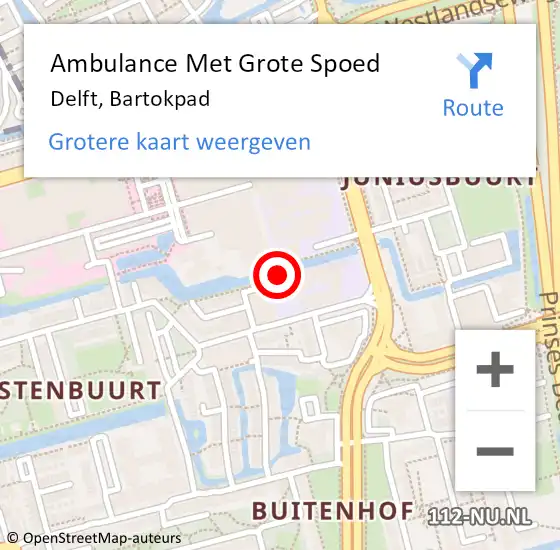 Locatie op kaart van de 112 melding: Ambulance Met Grote Spoed Naar Delft, Bartokpad op 16 oktober 2018 18:41