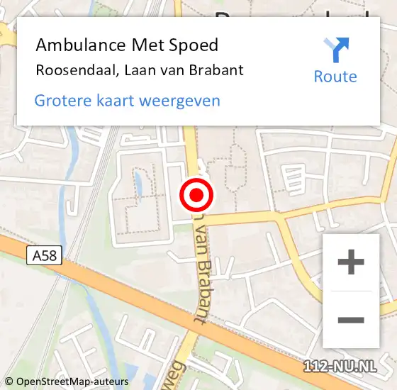 Locatie op kaart van de 112 melding: Ambulance Met Spoed Naar Roosendaal, Beneluxflat op 16 oktober 2018 19:30