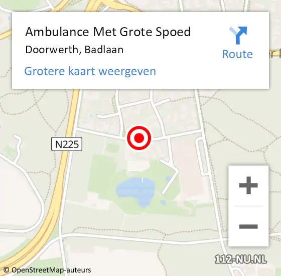 Locatie op kaart van de 112 melding: Ambulance Met Grote Spoed Naar Doorwerth, Badlaan op 16 oktober 2018 19:49