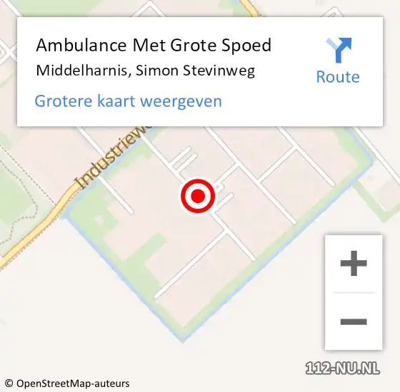 Locatie op kaart van de 112 melding: Ambulance Met Grote Spoed Naar Middelharnis, Simon Stevinweg op 16 oktober 2018 20:05