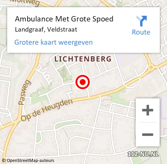 Locatie op kaart van de 112 melding: Ambulance Met Grote Spoed Naar Landgraaf, Veldstraat op 12 maart 2014 05:52