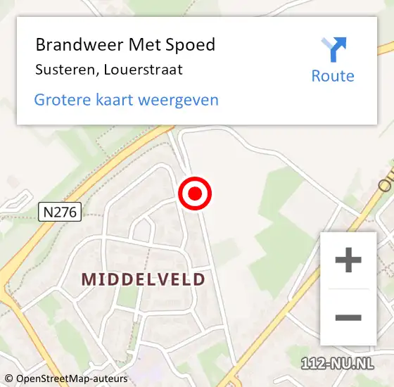 Locatie op kaart van de 112 melding: Brandweer Met Spoed Naar Susteren, Louerstraat op 16 oktober 2018 23:20