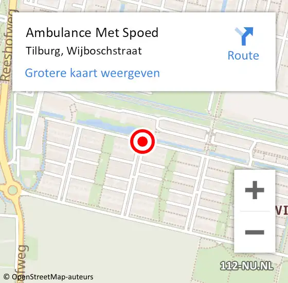 Locatie op kaart van de 112 melding: Ambulance Met Spoed Naar Tilburg, Wijboschstraat op 16 oktober 2018 23:44