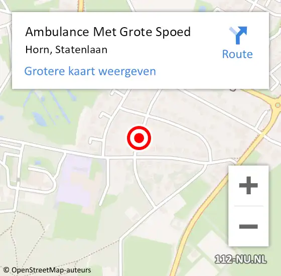 Locatie op kaart van de 112 melding: Ambulance Met Grote Spoed Naar Horn, Statenlaan op 17 oktober 2018 05:15