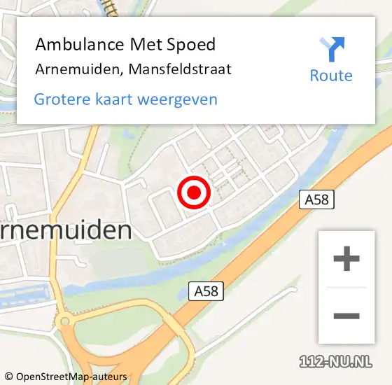 Locatie op kaart van de 112 melding: Ambulance Met Spoed Naar Arnemuiden, Mansfeldstraat op 17 oktober 2018 06:20