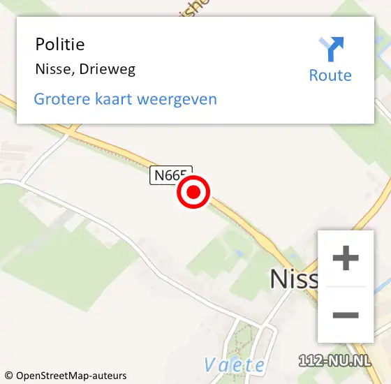 Locatie op kaart van de 112 melding: Politie Nisse, Drieweg op 12 maart 2014 07:03