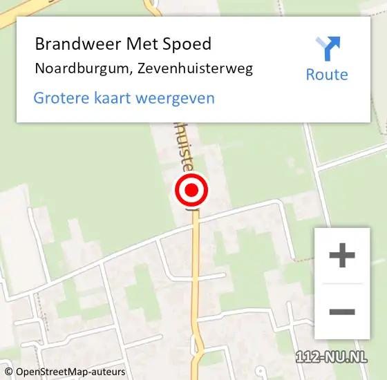 Locatie op kaart van de 112 melding: Brandweer Met Spoed Naar Noardburgum, Zevenhuisterweg op 17 oktober 2018 07:59