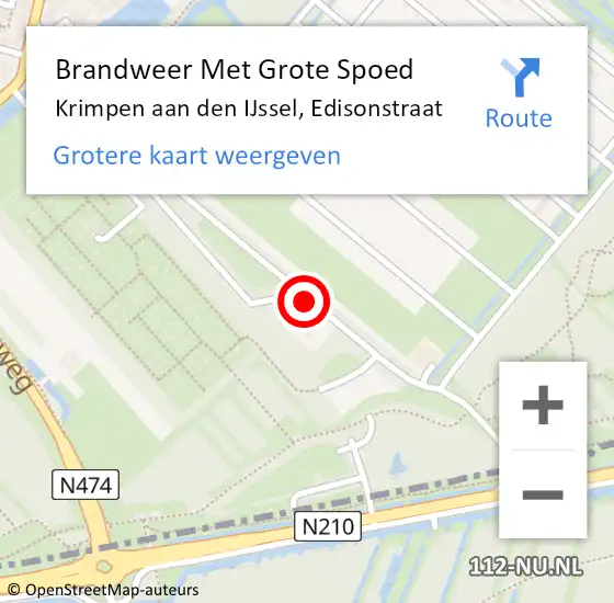 Locatie op kaart van de 112 melding: Brandweer Met Grote Spoed Naar Krimpen aan den IJssel, Edisonstraat op 17 oktober 2018 08:07