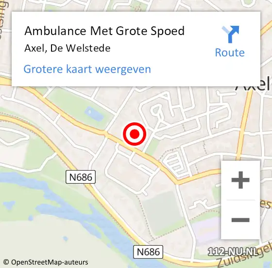 Locatie op kaart van de 112 melding: Ambulance Met Grote Spoed Naar Axel, De Welstede op 17 oktober 2018 08:45