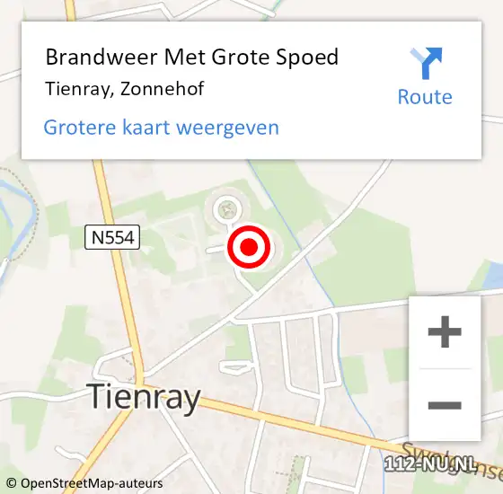 Locatie op kaart van de 112 melding: Brandweer Met Grote Spoed Naar Tienray, Zonnehof op 17 oktober 2018 09:18