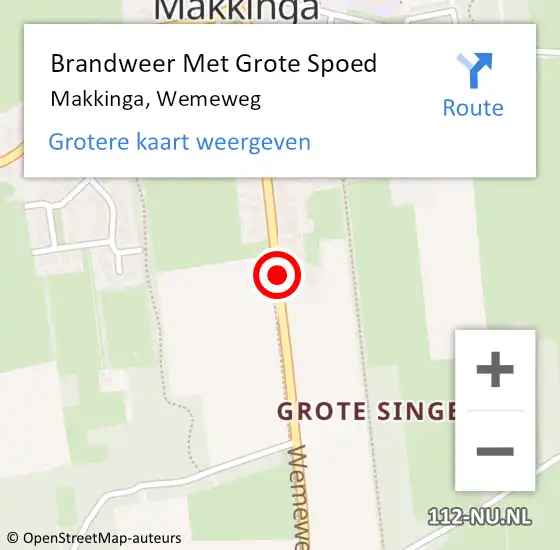 Locatie op kaart van de 112 melding: Brandweer Met Grote Spoed Naar Makkinga, Wemeweg op 12 maart 2014 07:31