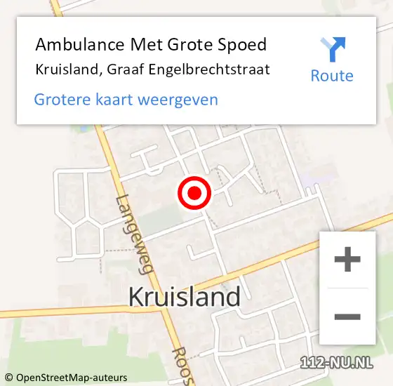 Locatie op kaart van de 112 melding: Ambulance Met Grote Spoed Naar Kruisland, Graaf Engelbrechtstraat op 17 oktober 2018 10:13