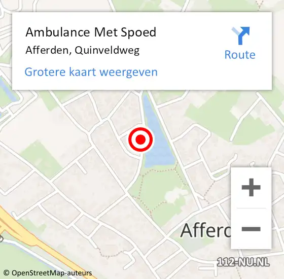 Locatie op kaart van de 112 melding: Ambulance Met Spoed Naar Afferden, Quinveldweg op 17 oktober 2018 10:14