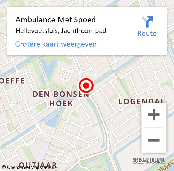 Locatie op kaart van de 112 melding: Ambulance Met Spoed Naar Hellevoetsluis, Jachthoornpad op 17 oktober 2018 10:35