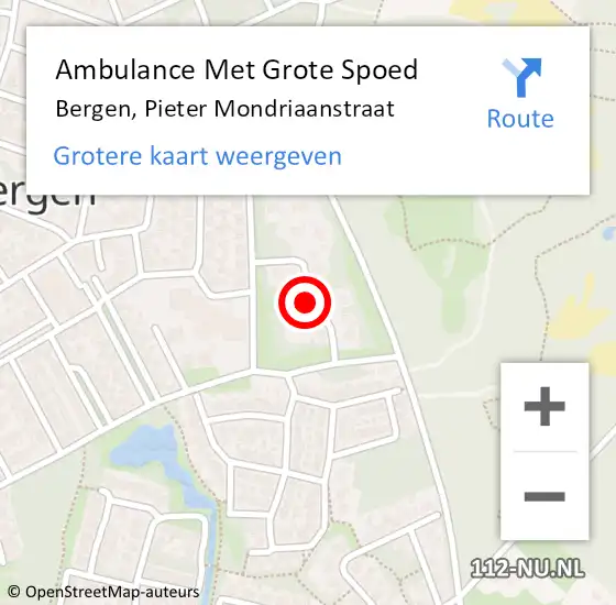 Locatie op kaart van de 112 melding: Ambulance Met Grote Spoed Naar Bergen, Pieter Mondriaanstraat op 17 oktober 2018 10:40