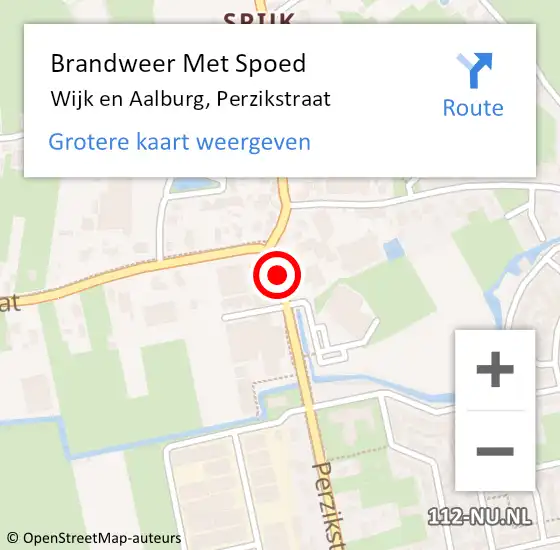 Locatie op kaart van de 112 melding: Brandweer Met Spoed Naar Wijk en Aalburg, Perzikstraat op 17 oktober 2018 11:14