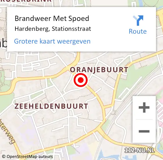 Locatie op kaart van de 112 melding: Brandweer Met Spoed Naar Hardenberg, Stationsstraat op 17 oktober 2018 11:25