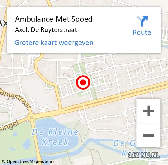 Locatie op kaart van de 112 melding: Ambulance Met Spoed Naar Axel, De Ruyterstraat op 17 oktober 2018 11:28