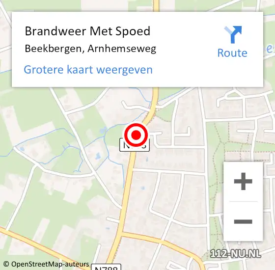 Locatie op kaart van de 112 melding: Brandweer Met Spoed Naar Beekbergen, Arnhemseweg op 17 oktober 2018 11:32