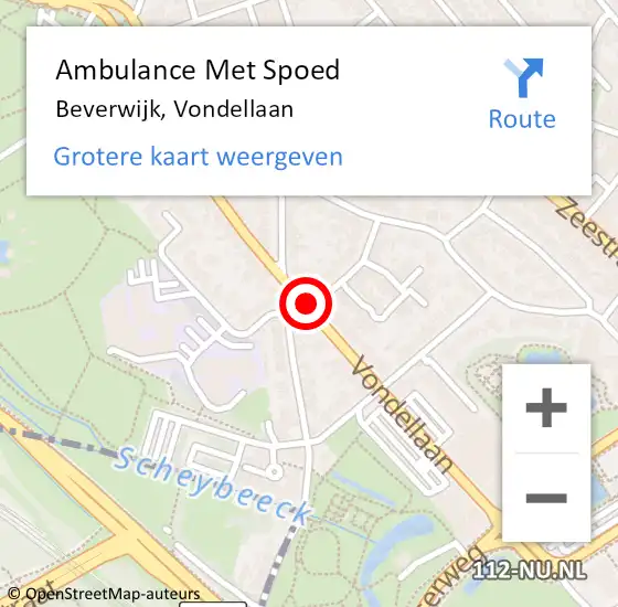 Locatie op kaart van de 112 melding: Ambulance Met Spoed Naar Beverwijk, Vondellaan op 17 oktober 2018 11:33