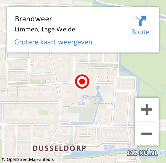 Locatie op kaart van de 112 melding: Brandweer Limmen, Lage Weide op 17 oktober 2018 12:31