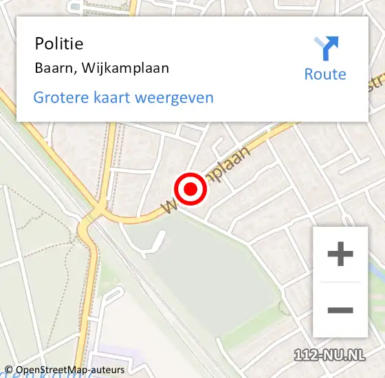 Locatie op kaart van de 112 melding: Politie Baarn, Wijkamplaan op 17 oktober 2018 12:41