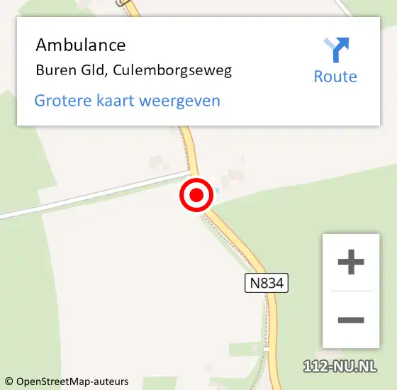 Locatie op kaart van de 112 melding: Ambulance Buren Gld, Culemborgseweg op 12 maart 2014 08:09