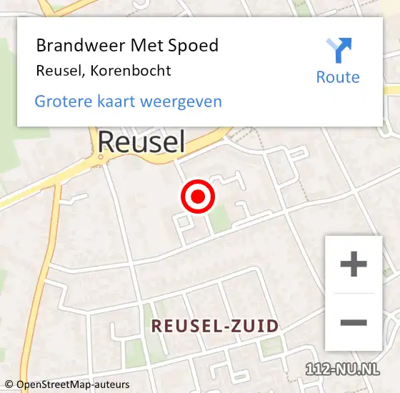 Locatie op kaart van de 112 melding: Brandweer Met Spoed Naar Reusel, Korenbocht op 17 oktober 2018 14:01